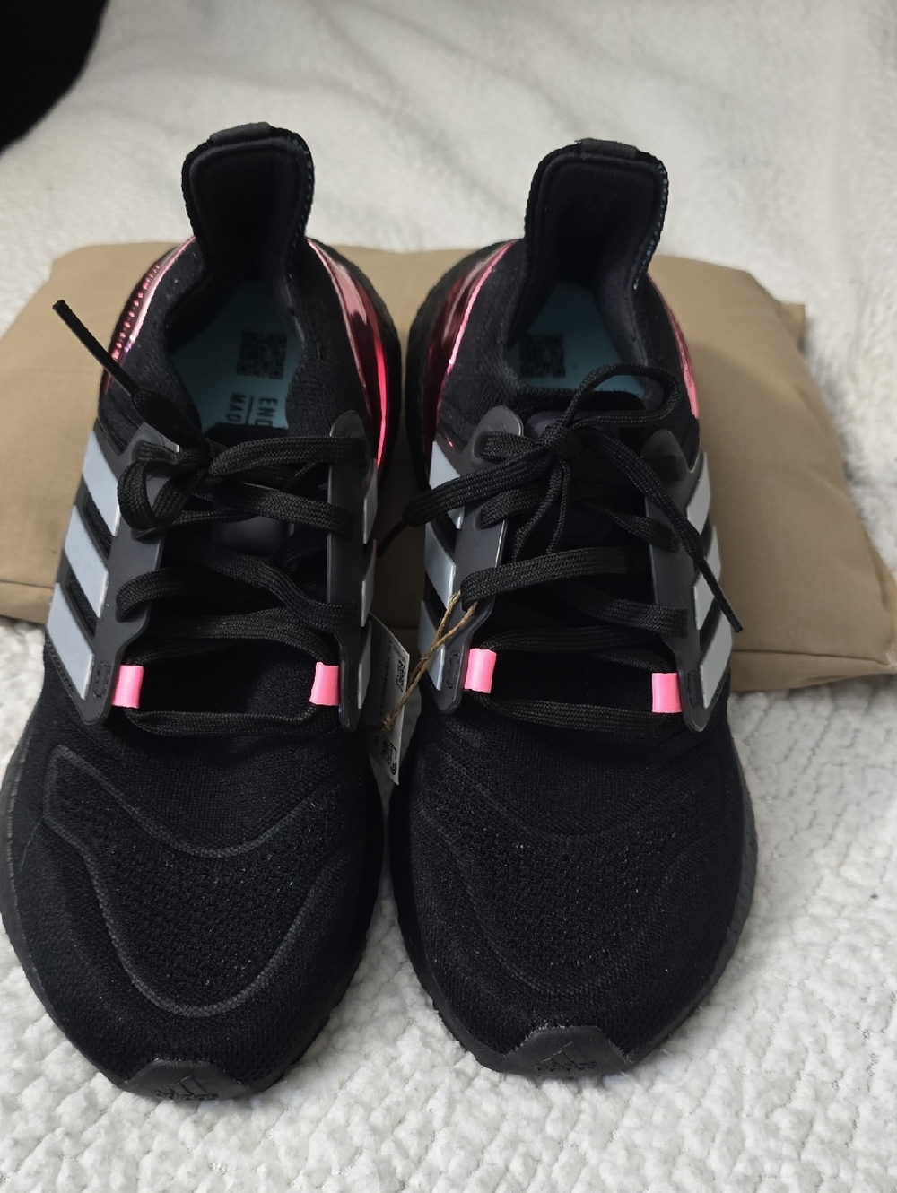 adidas Women’s Black Athletic Sneakers with Pink Accents
